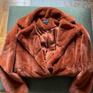 Burnt orange faux fur jacket